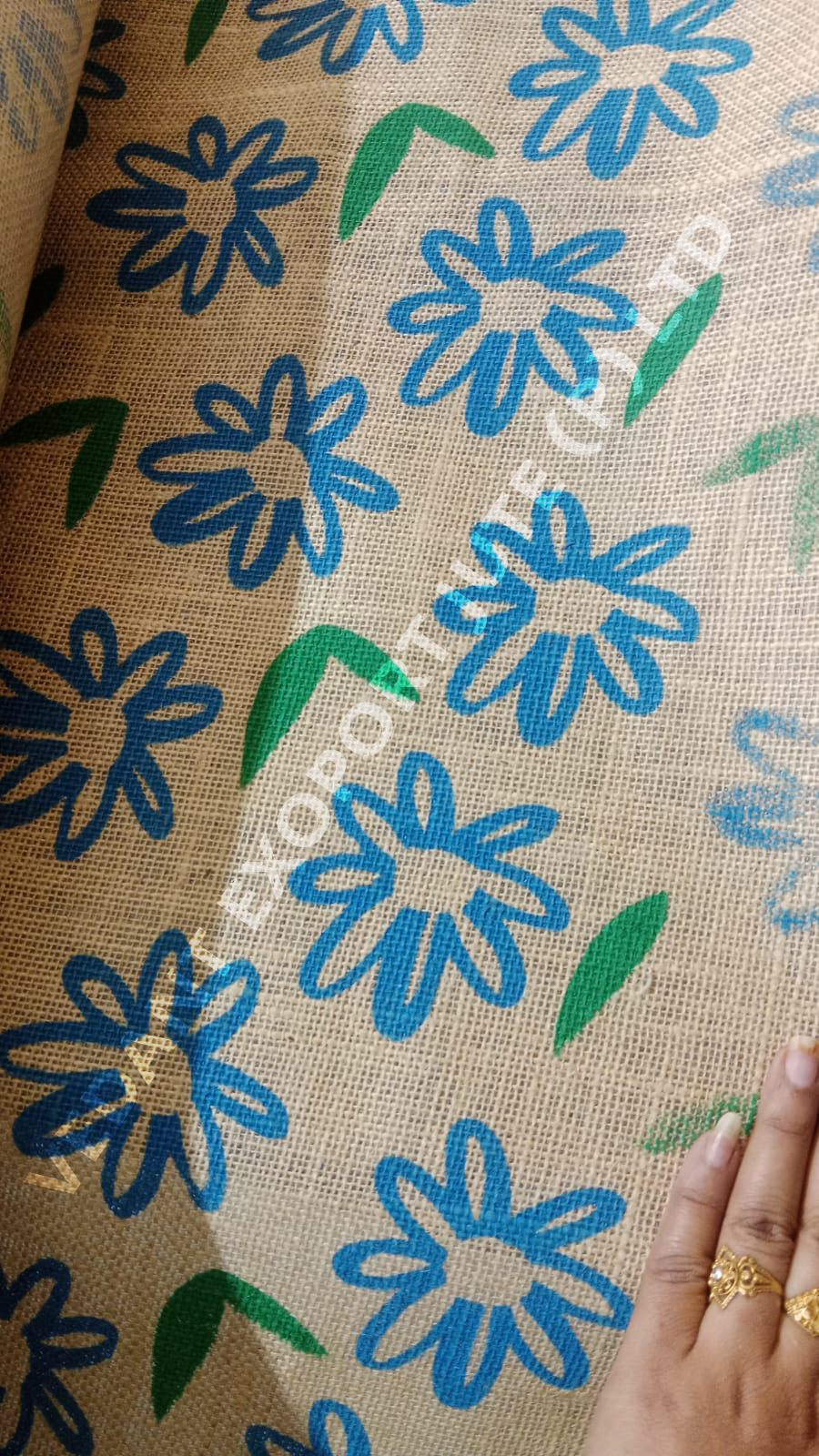 Flower printed jute